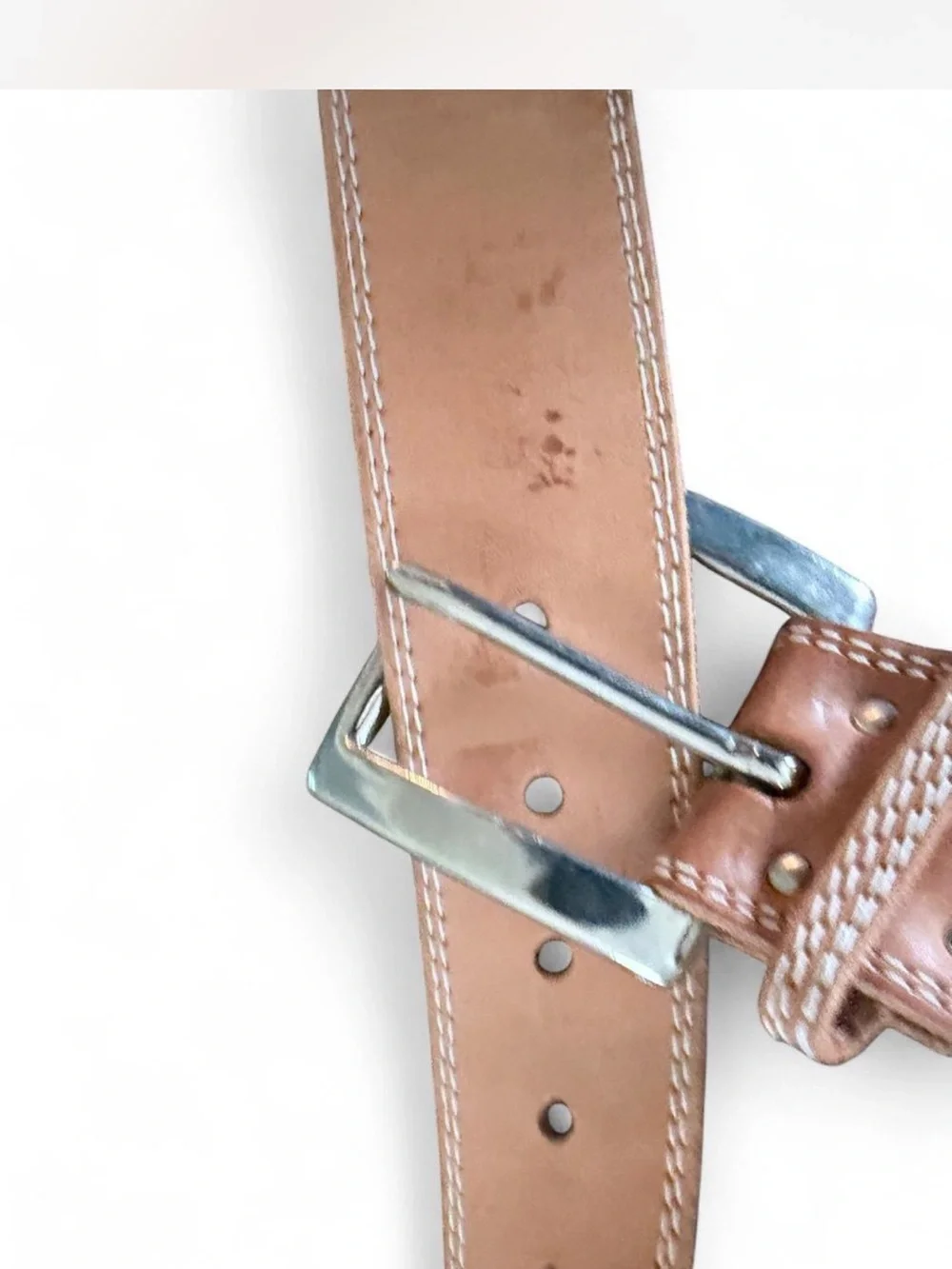 Classic Tan Leather Women's Belt with Silver Buckle